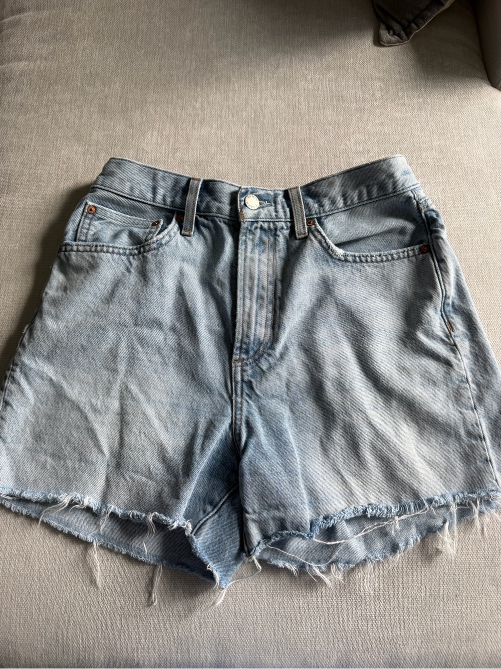 Aritzia Light Blue High-Rise Denim Cutoff Shorts